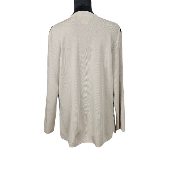 Misook Exclusively Vintage Knit Open Front Tan And Black Cardigan - Picture 4 of 6